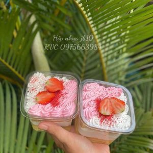 Hộp nhựa vuông trong JB10 đựng bánh