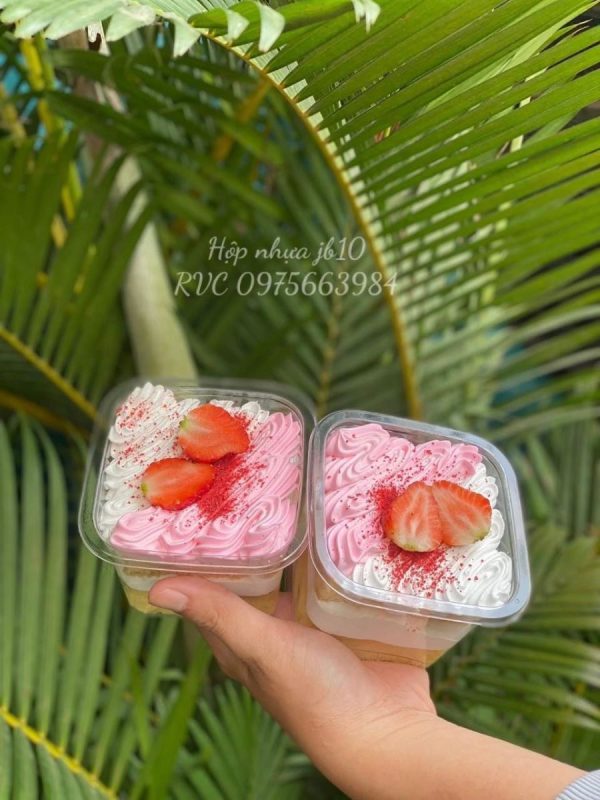 Hộp nhựa vuông trong JB10 đựng bánh