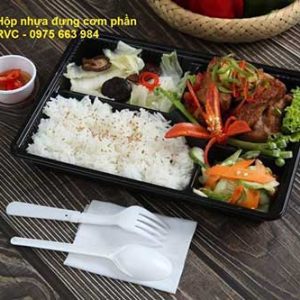 Hộp Nhựa Đựng Cơm Văn Phòng 4 Ngăn Dùng 1 Lần